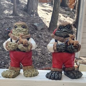 Rare Pair of Standing Toad Hollow Figurines